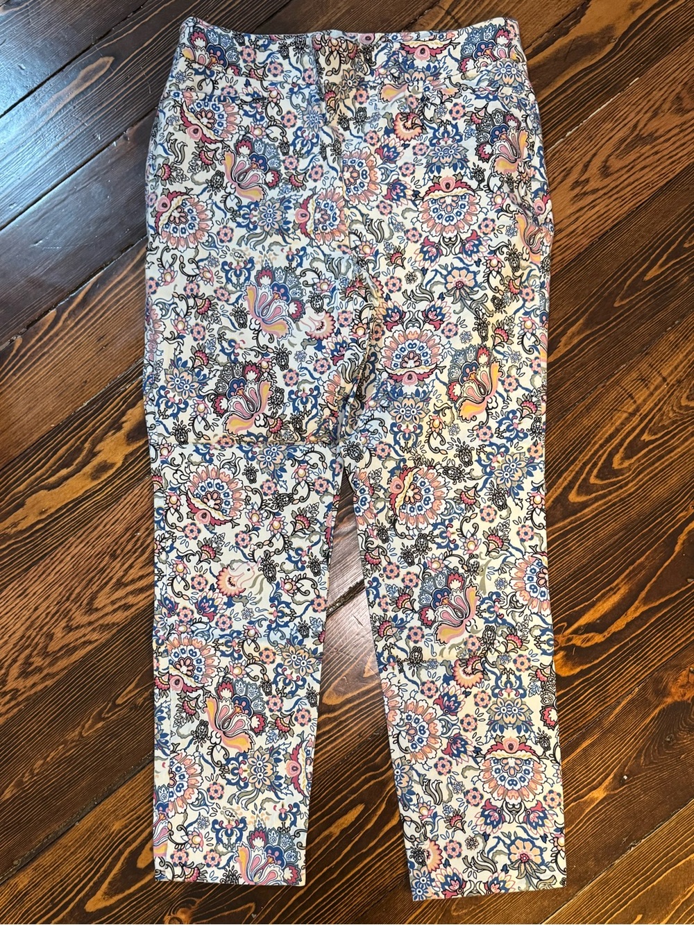 Chico's Women’s Floral Pants in Blue, Pink & Cream